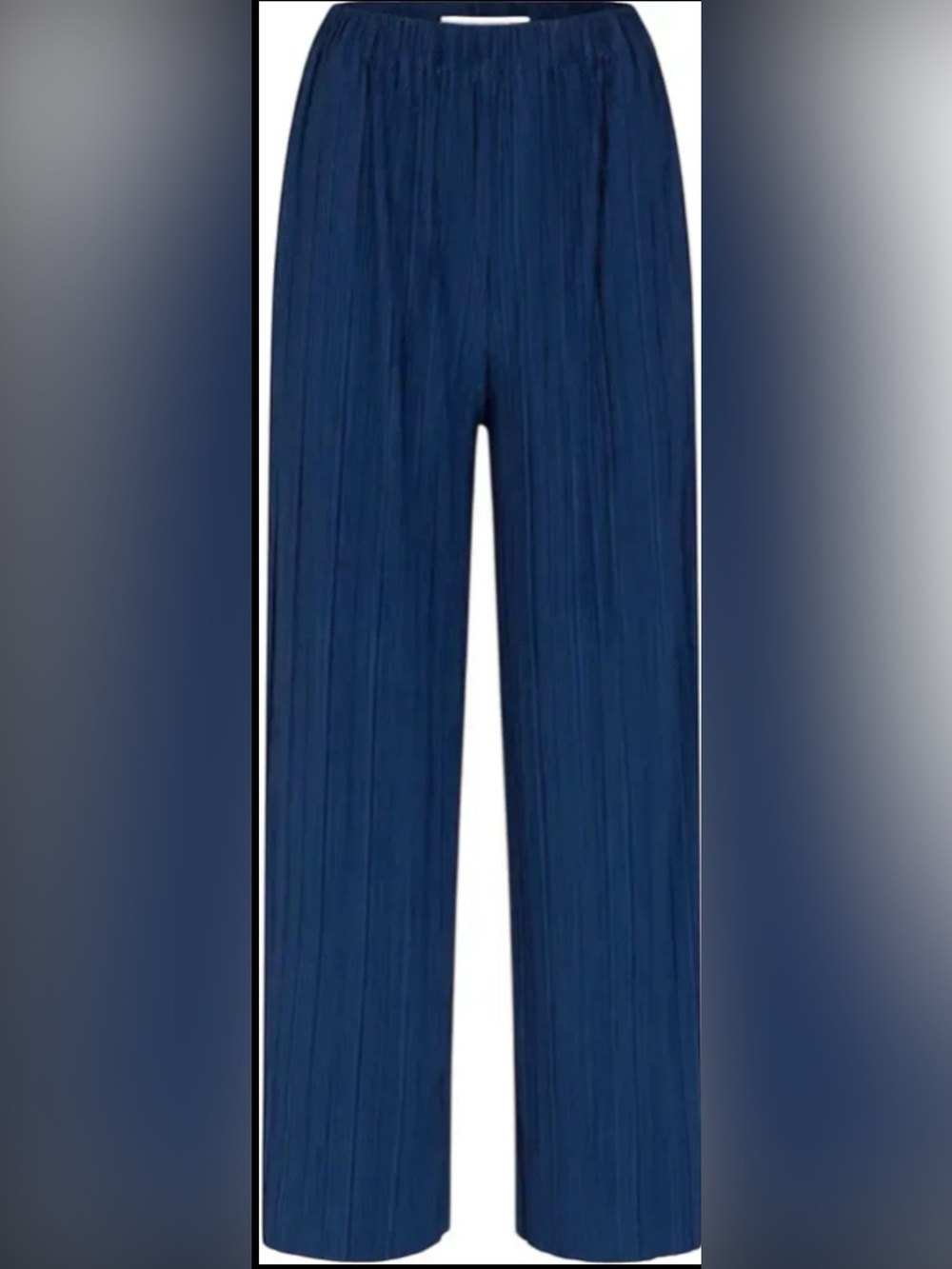 SAMSOE Navy Pleated Wide-Leg Trousers